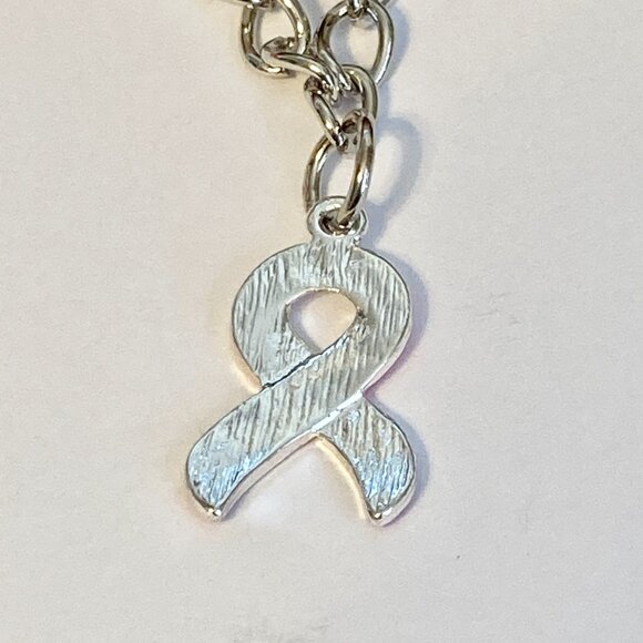 Pink Ribbon Anklet Lot of 2 Breast Cancer Awareness Anklets 8-10.5" Rhodium - Picture 7 of 8